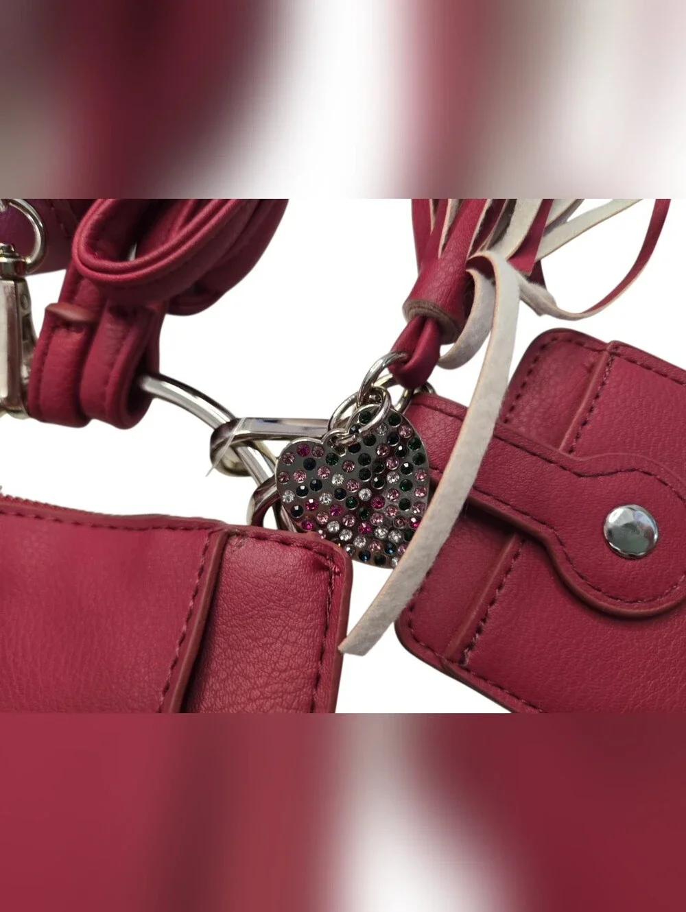 👜 NWT Multi-Piece Burgundy Ring Wristlet Crossbody Wallet Set | RFID Card Holde